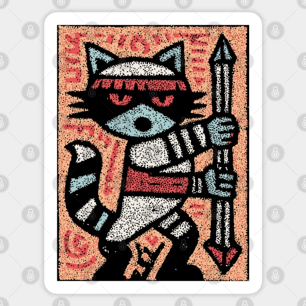 Raccoon Warrior | The Little Bandit Guardian Sticker by TuncGK